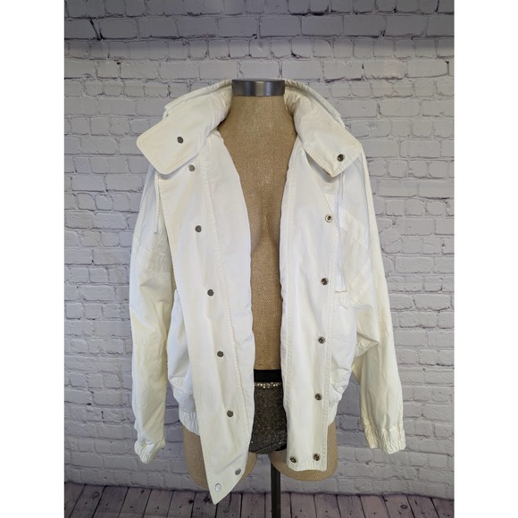 Lacoste White Snap Closure Hooded Track Jacket Size 46 - Picture 7 of 10